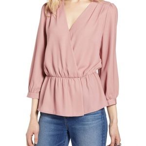 •HALOGEN WRAP FRONT PEPLUM TOP•